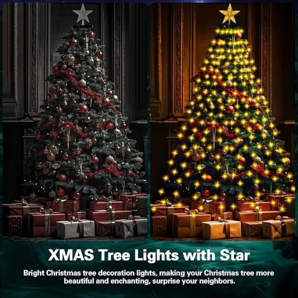 Christmas Tree Lights with Ring, 400 Led Warm Yellow s Indoor, 6.6ftx16 Lines Ca - Picture 5 of 5